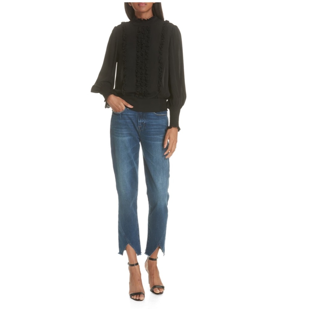 FRAME, Smocked Ruffle Front Blouse